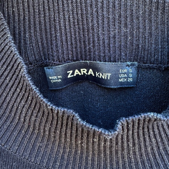 Zara Knit Navy Mock Neck Sweater - Size Small - Picture 2 of 2